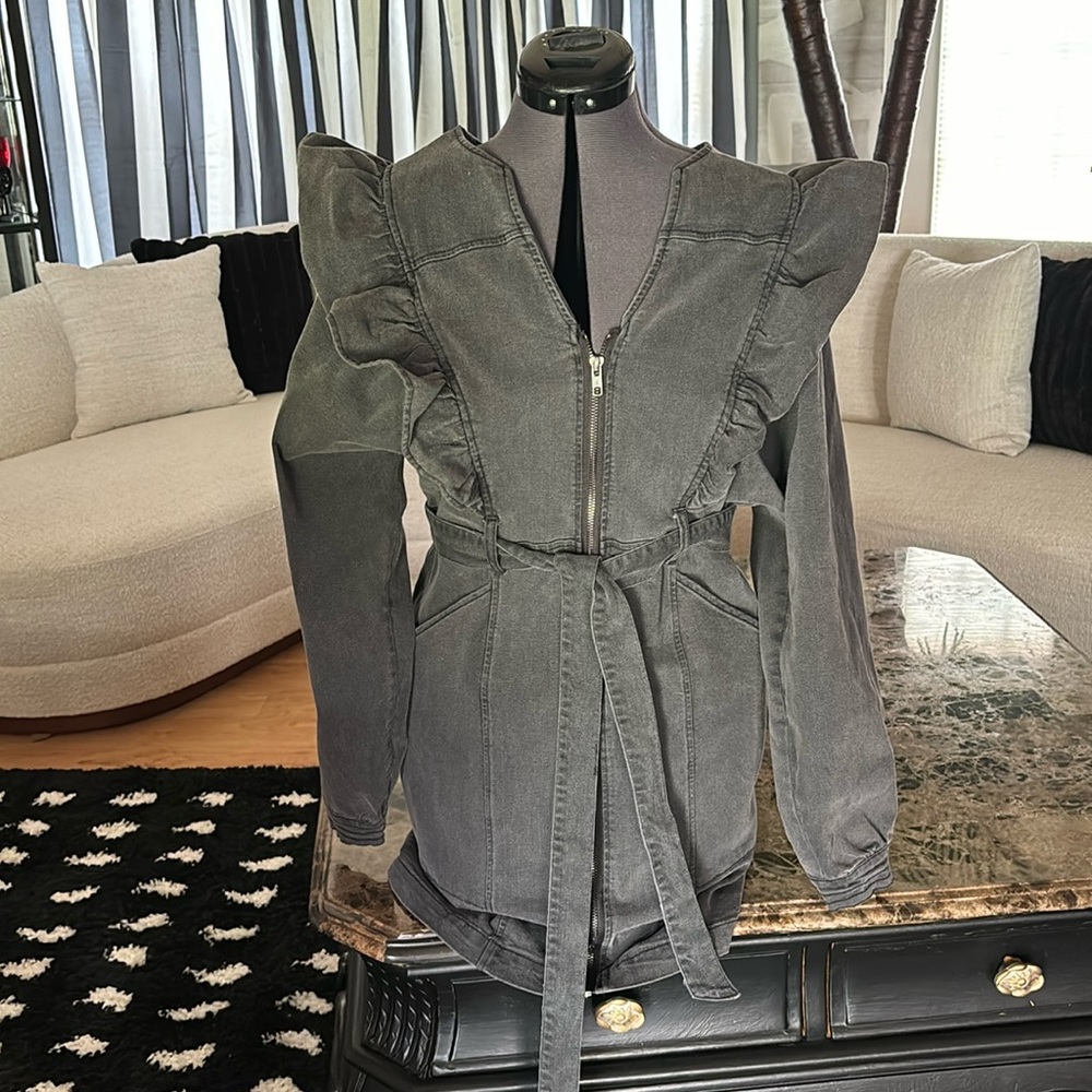 Black denim super stretch short dress